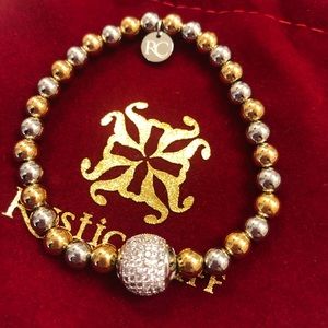 Gold and Silver beaded Rustic Cuff Bracelet